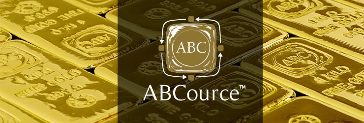 AB Cource logo with ABC Bullion gold bars in the background